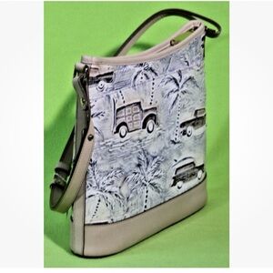 Brahmin Copa Cabana Ivory, Blue and Gray Katie Crossbody Bag